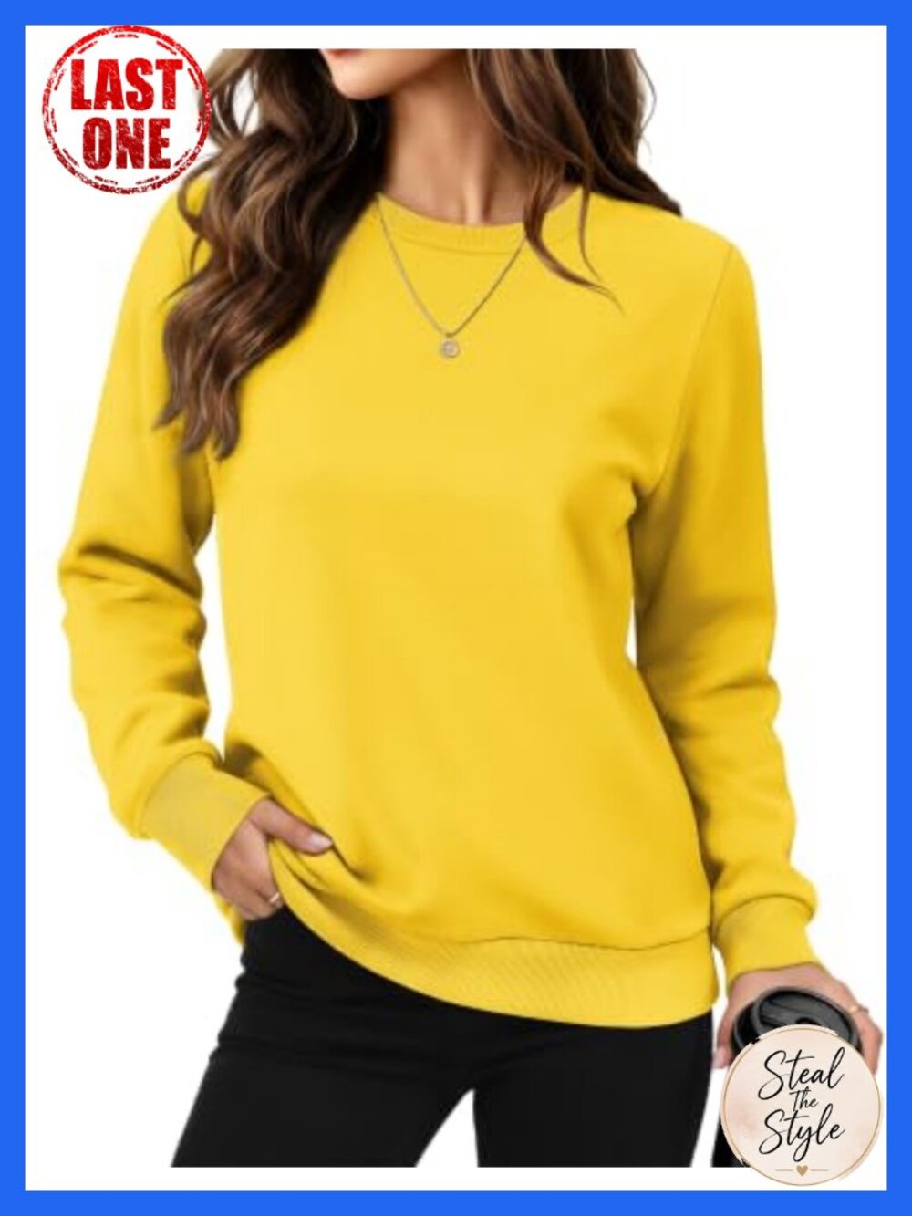 Fleece Lined Crewneck Long Sleeve Pullover Sweatshirt Warm Casual